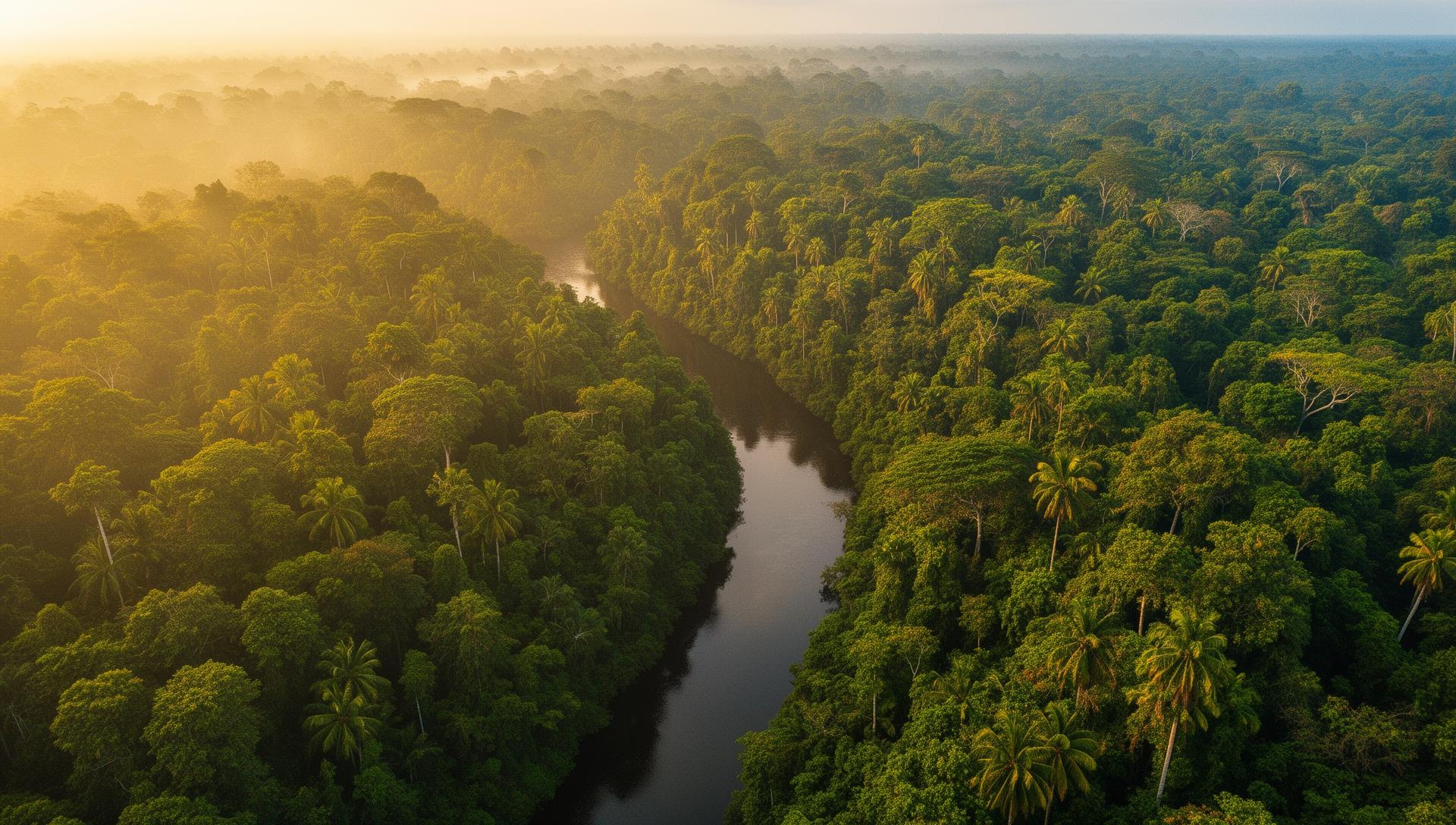 Gabon tropical rainforest aerial view